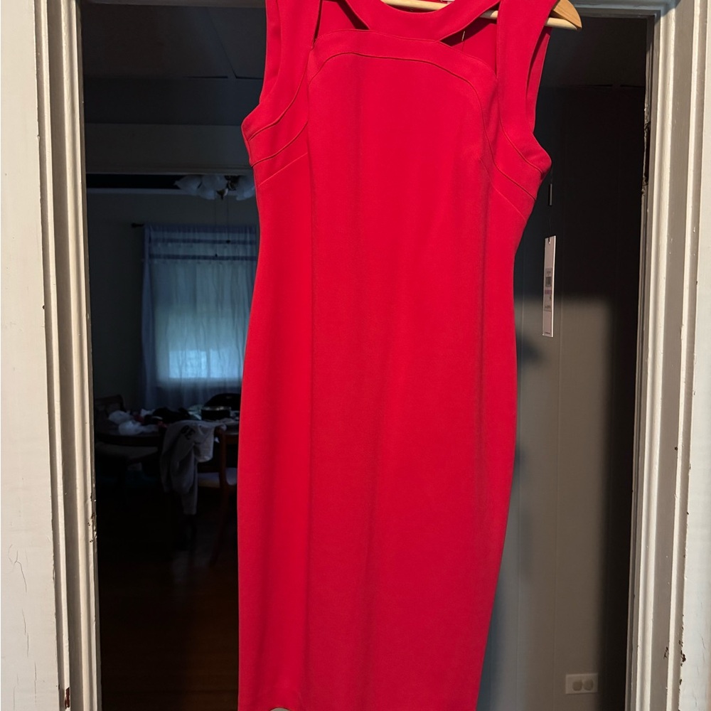 Calvin Klein Vibrant Red Midi Dress